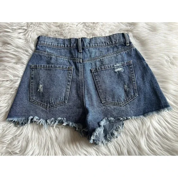 Forever 21 Blue Jean Concert Shorts Womens 30 Mid Rise Slim Fit Jorts Daisy - Picture 8 of 8